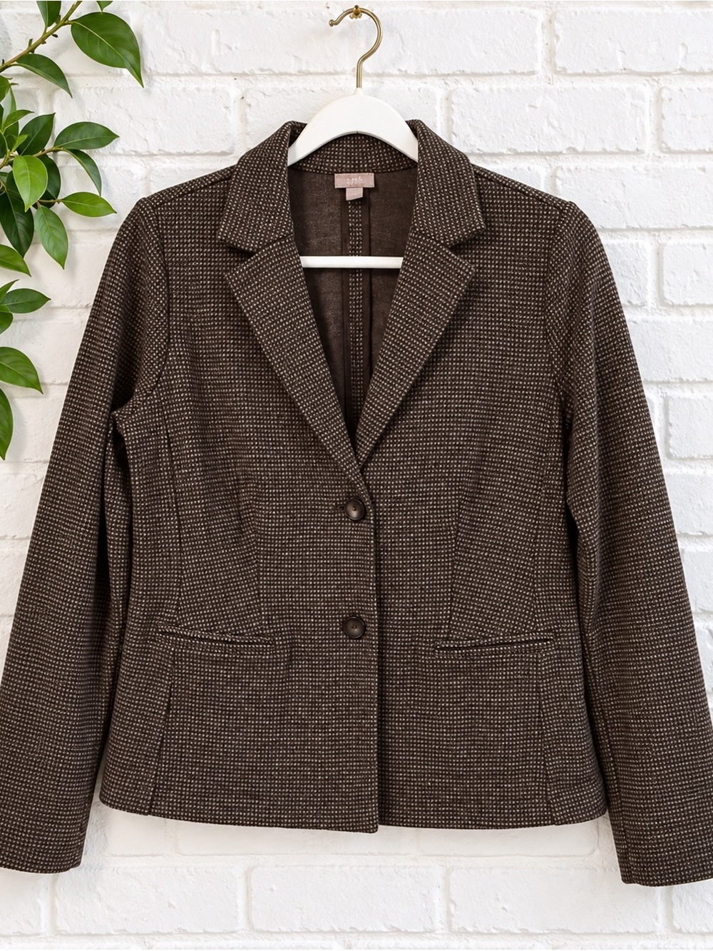 J Jill Women’s Brown Wool Blend Tailored Blazer Jacket 80% Wool Classic Workwear